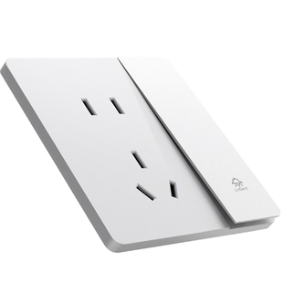 木林森灯开关插座超薄家用电灯双开三开单控奶油白色一开五孔面板