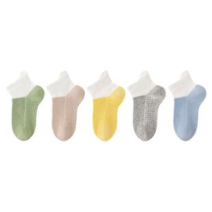 儿童袜子男童100%全棉A类抗菌防臭女童夏秋薄款网眼透气无骨船袜