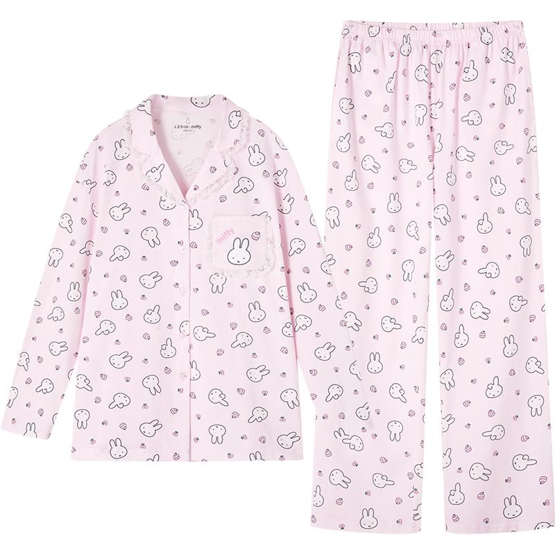 【黄灿灿同款】乐町米菲联名睡衣套装长袖长裤棉氨家居服夏新款