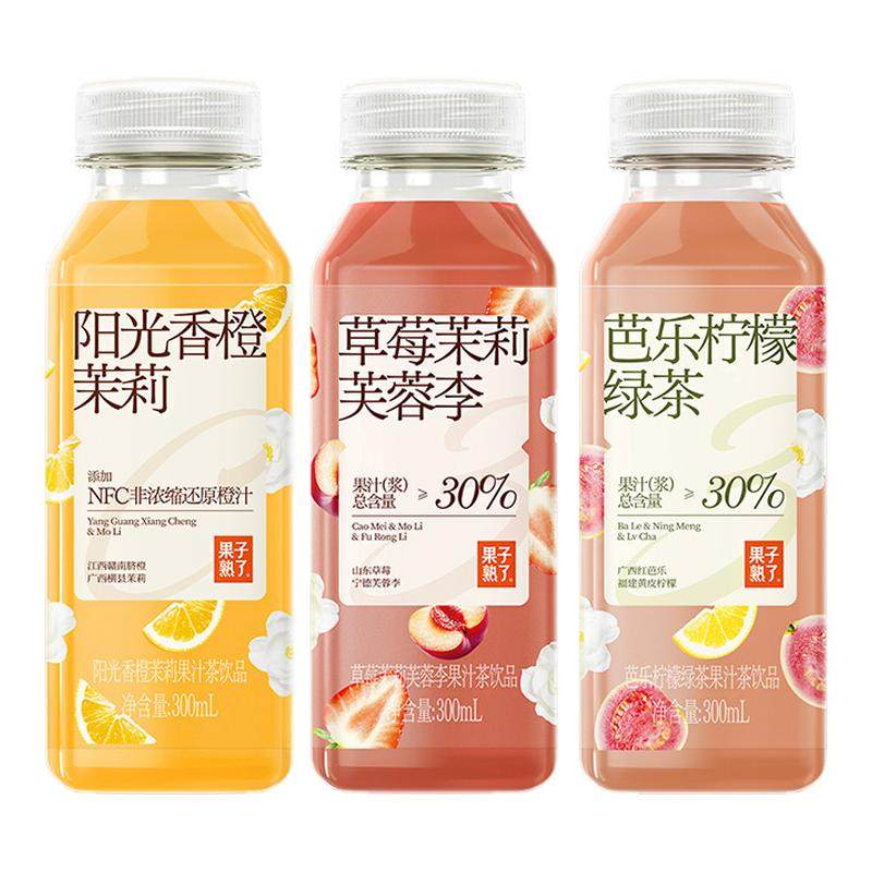 【秒杀】果子熟了草莓芙蓉果汁茶香橙茉莉300ml芭乐柠檬临期饮料