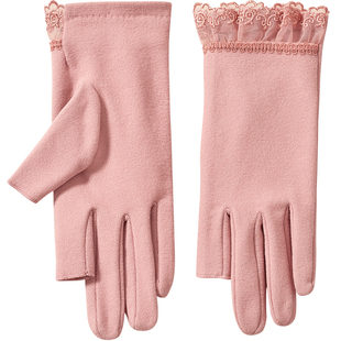 露二指头 2026新款女士棉手套薄款 冬天开车驾驶司机触屏漏指黑色