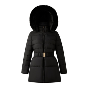 【90%鹅绒】PRICH时尚狐狸毛领连帽束带收腰羽绒服冬季新款女