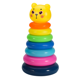 儿童小熊彩虹塔叠叠乐鸭子七彩套圈圈层层叠宝宝早教训练益智玩具