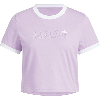 Adidas/阿迪达斯正品S GFX TEE女士圆领微短款时尚休闲短袖KC5436