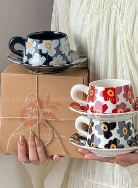 花叶之韵咖啡杯套装高颜手创意值礼礼盒陶瓷杯套装杯子花卉伴碟