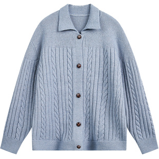 日系复古cleanfit开衫毛衣男秋冬季潮牌慵懒风加厚羊毛针织衫外套