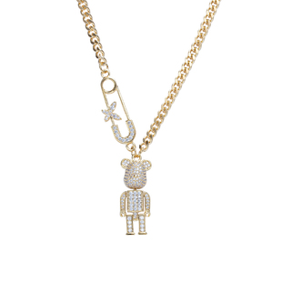 苏瑞瑞 ins新款机械小熊项链扣针潮酷辣妹美式嘻哈小众设计高级感