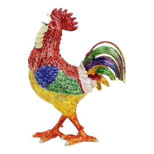 珐琅彩金币大公鸡创意家居客厅玄关办公室装饰品招财风水金属摆件
