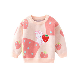 婴儿毛衣女宝宝纯棉a类针织上衣女宝秋冬衣服女童秋天外穿保暖衣