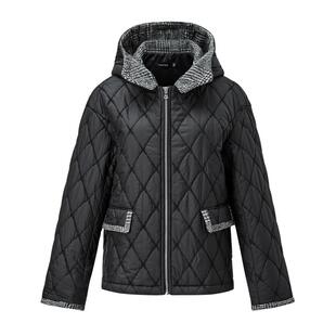 颜域连帽修身棉衣女士2025冬季新款通勤简约保暖短款修身棉服外套