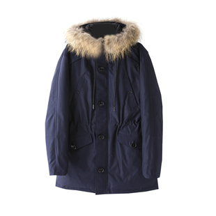 貉子毛领!200克绒!冬季带帽带毛羽绒服中长款加厚保暖羽绒服男