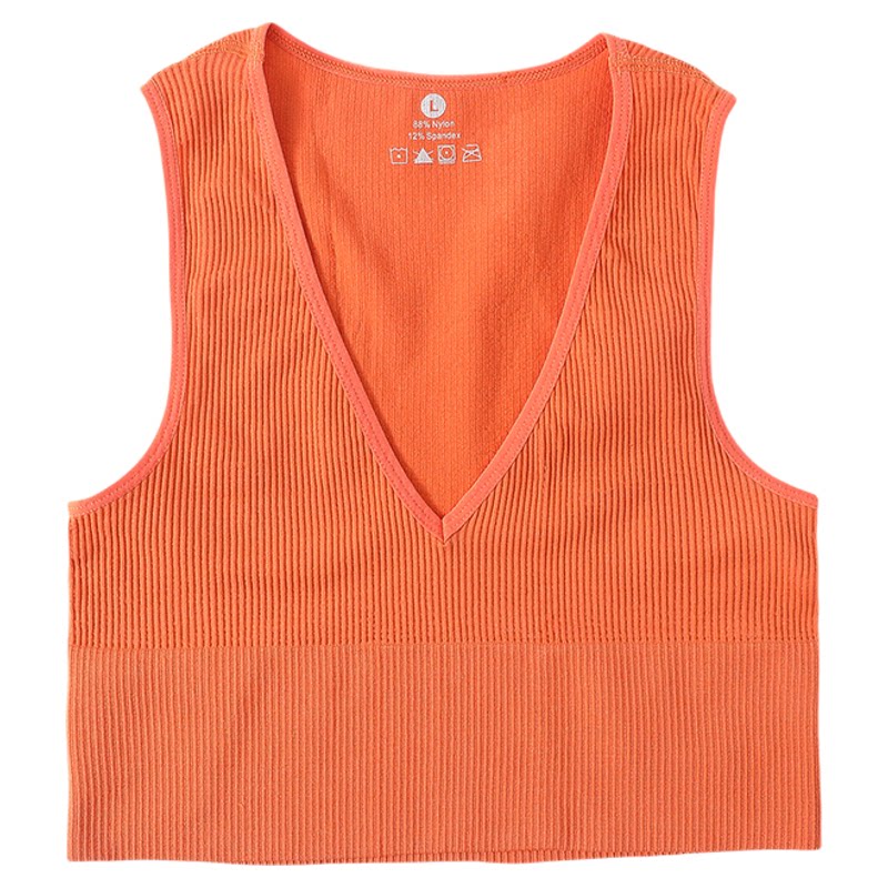 夏季性感V领露脐瑜伽背心 Summer sexy V-neck crop top camisole