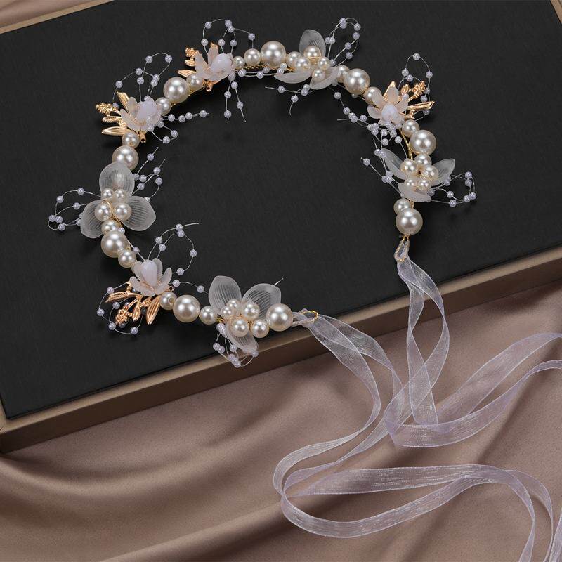 新娘头饰配饰婚纱超仙美三件套装韩式简约生日公主小女孩森系花环