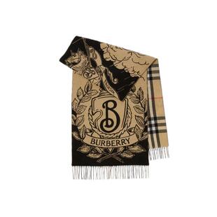 【明星同款】BURBERRY 双面两用风暴骑士图案羊绒围巾 多色