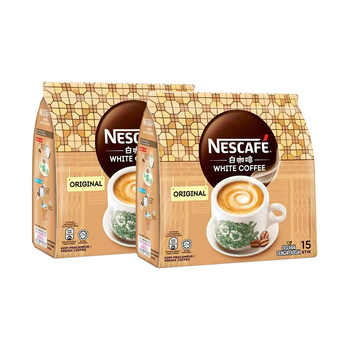 雀巢咖啡马来西亚进口白咖啡原味/拉茶三合一速溶咖啡15条*2袋实付51元到手包邮