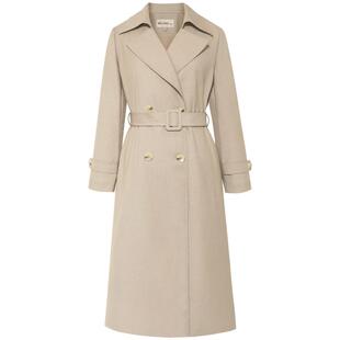 【经典翻驳领】粉蓝衣橱2026春装新款高智中长款双排扣风衣外套女