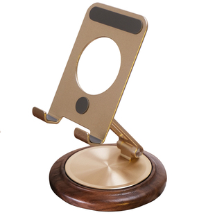 SemiSalt实木手机支架平板支撑架桌面360旋转升降铝合金高端木质