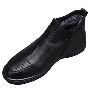 真皮高帮皮鞋男款冬季加厚保暖羊毛棉鞋新款时尚拉链百搭加绒男鞋