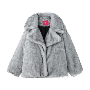 FTT FlyTheTruth『雪国千金』 大翻领皮草外套女仿银狐绒毛毛大衣