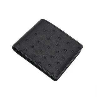 聚变手工皮具高端定制鸵鸟皮真皮三卡右零钱袋版经典男士短款钱包