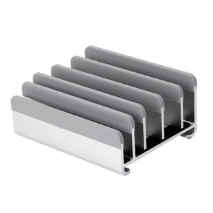 CoolDesk笔记本竖立式收纳支架五夹铝合金电脑键盘放置平板iPad收纳架macbook笔电直立底座桌面macmini置物架