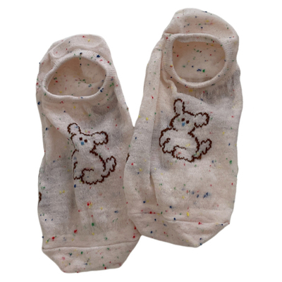 夏季女款不掉跟卡通小狗船袜无骨