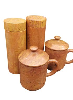 天然正品泗滨砭石送老人礼物茶杯