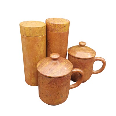 天然正品泗滨砭石送老人礼物茶杯