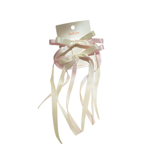 粉色芭蕾风蝴蝶结蕾丝飘带发夹双马尾丝带绑发编发卡头饰鸭嘴夹子