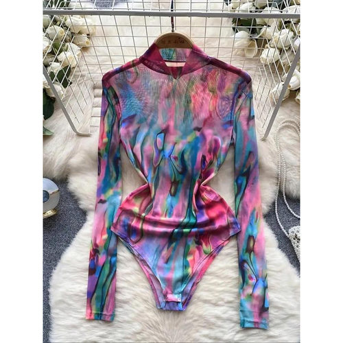 Q 19812 Gradient 3D Print Long-sleeve 渐变 3D 印花长袖泳衣速