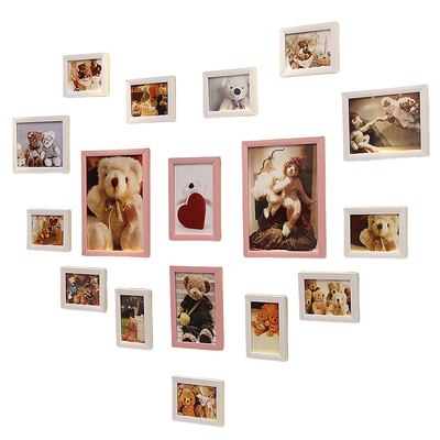 创意家庭展示心形照片墙