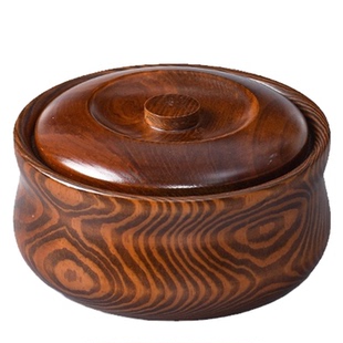 蒙古藏式实木一体带盖家用糌粑白糖奶渣内蒙炒米酥油收纳木碗带盖