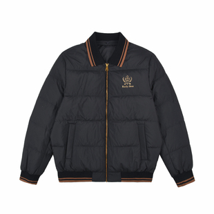 雷迪波尔男装羽绒服2025冬季新款可脱卸领烫金LOGO棒球领羽绒外套