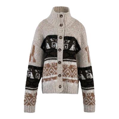 费尔岛花纹羊毛毛衣外套针织开衫