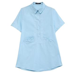 今年流行的新款小衫 衬衣夏季薄款胖妹妹高端纯棉中长款短袖衬衫