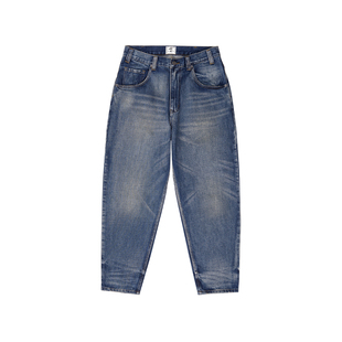 IDLT 90S 高质重磅锥形宽松牛仔裤 黄泥洗宽松萝卜裤男 街头潮ins