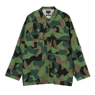 BEAMS男装长袖衬衫春秋新款潮流帅气翻领宽松迷彩上衣