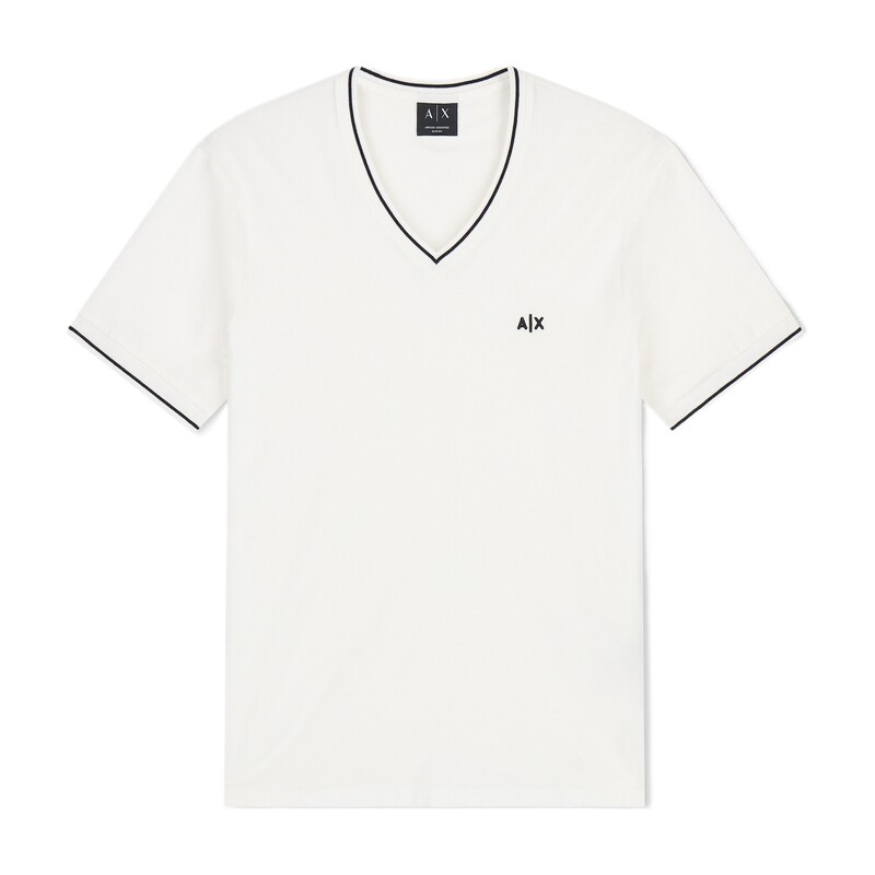 ARMANI EXCHANGE/阿玛尼26年夏季新款男士V领短袖正肩刺绣撞色T恤