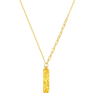 周六福黄金5G足金链坠项链四方来财吊坠计价爆闪碎碎冰节日礼物