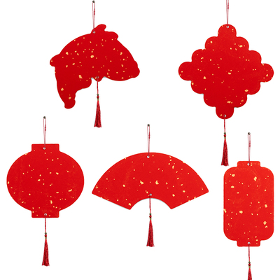 2026年新款迷你宣纸福卡挂件万年红空白洒金红纸自写对联春联春节祈愿卡手写斗方福字书法作品专用红色硬卡马