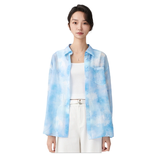 古木夕羊夏时尚扎染设计休闲长袖衬衫女减龄百搭衬衣GS430082006