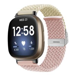 适用fitbit versa/versa2/versa3/4 sense2智能手表表带潮流新款弹力尼龙编织拼色腕带个性男女透气替换配件