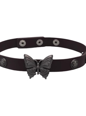 复古蝴蝶皮带辣妹棕色颈环choker颈链项圈朋克颈带锁骨链项链女潮