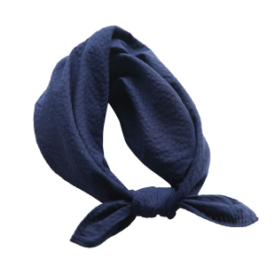 淡然宁静日本进口材质暗纹理深藏青纯棉麻极简纯色小方巾头巾男女