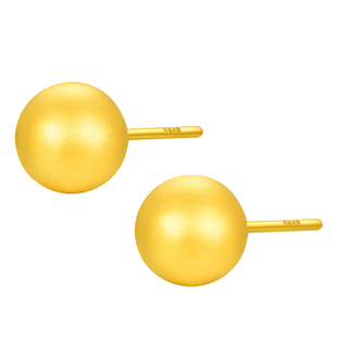 百泰首饰 黄金耳钉素款大金豆耳饰灯泡耳环足金圆球珠耳针女礼物