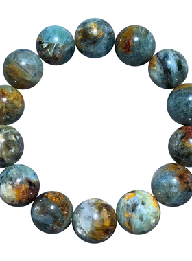 天然蓝绿晶石手链莫奈共生岛屿女