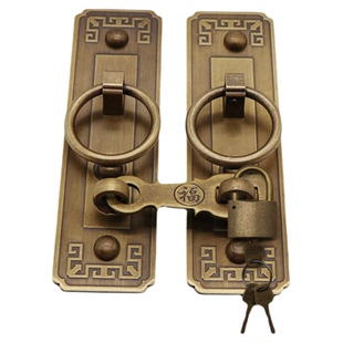 仿古大门拉手中式复古门锁门把手搭扣老式大门木门铜配件纯铜门环