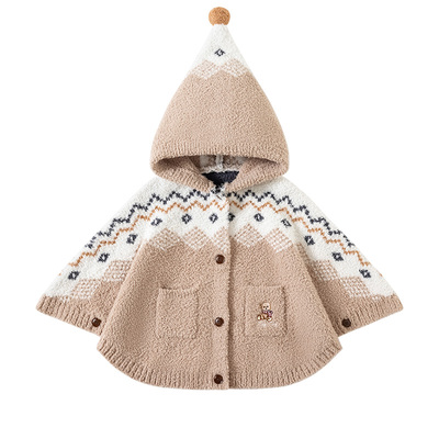 TugTug婴童宝宝披风半边绒斗篷