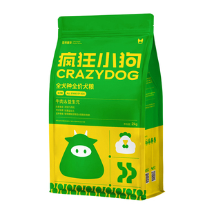 疯狂小狗膳食牛肉益生元狗粮4斤幼犬成犬泰迪柯基边牧小型犬通用