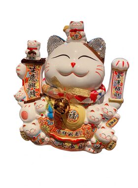 镶钻招财猫摆件店铺开业自动招手